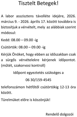 Labor-változás: március 9-től!